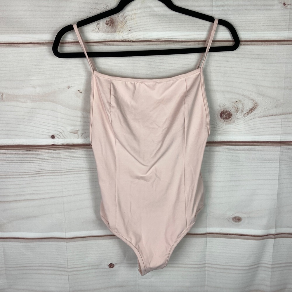 Intimately Free People Bodysuit Womens S Pink‎ Top Square Neck Thong Cami Solid